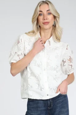 Nukus NKS02137 Blouse korte mouw Off white