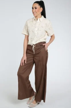 Nukus NKS02124 Blouse korte mouw Zand