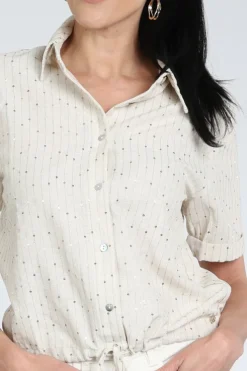 Nukus NKS02108 Blouse korte mouw Zand