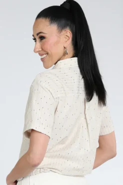 Nukus NKS02108 Blouse korte mouw Zand