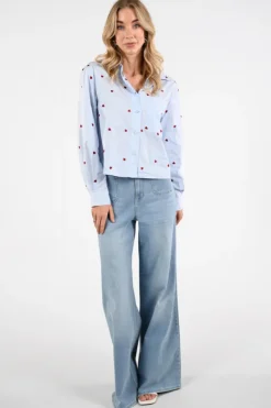 Nukus NKS02102 Blouse lange mouw Licht blauw