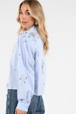 Nukus NKS02138 Blouse lange mouw Licht blauw