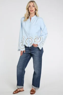 Nukus NKS02187 Blouse lange mouw Licht blauw