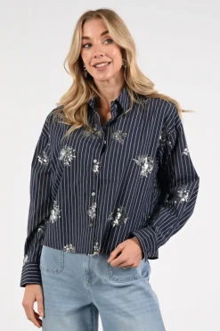 Nukus NKS02151 Blouse lange mouw Marine