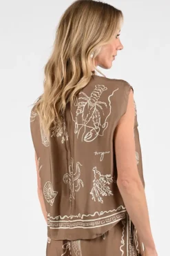 Nukus NKS01154 Blouse mouwloos Bruin