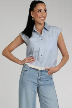 Nukus NKS01155 Blouse mouwloos Licht blauw