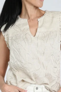 Nukus NKS01118 Blouse mouwloos Zand