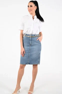 Oui 97230 Blouse korte mouw Wit