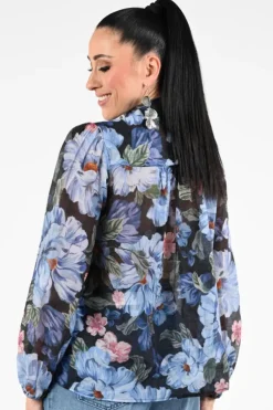 Oui 97236 Blouse lange mouw Marine