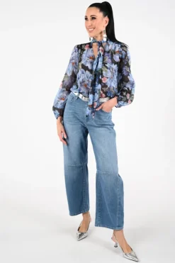 Oui 97236 Blouse lange mouw Marine
