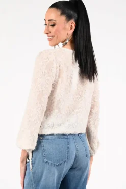 Oui 96457 Blouse lange mouw Off white