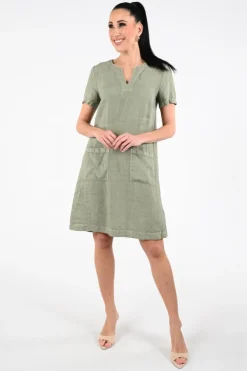 Oui 97170 Jurk korte mouw Kaki