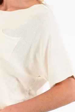 Oui 97242 Pull korte mouw Ecru