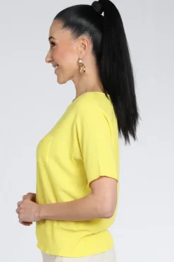 Oui 97242 Pull korte mouw Geel