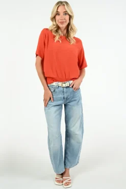 Oui 97242 Pull korte mouw Koraal