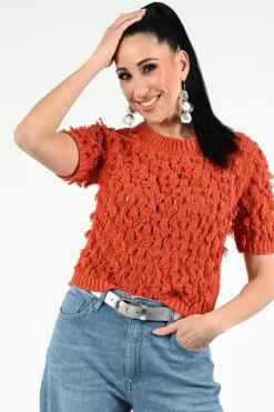 Oui 97428 Pull korte mouw Koraal