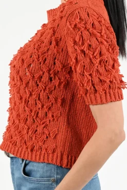 Oui 97428 Pull korte mouw Koraal