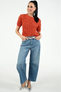 Oui 97428 Pull korte mouw Koraal