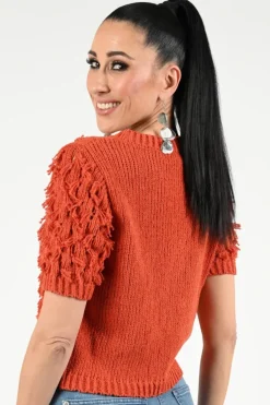 Oui 97428 Pull korte mouw Koraal
