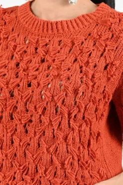 Oui 97428 Pull korte mouw Koraal