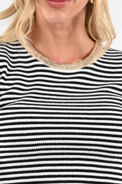 Oui 96490 Pull korte mouw Marine