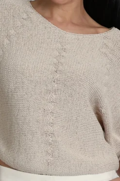 Oui 97252 Pull korte mouw Zand
