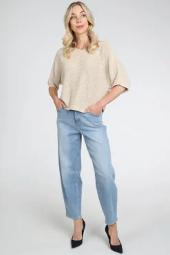 Oui 97252 Pull korte mouw Zand