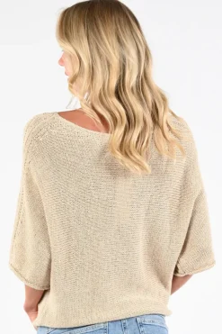 Oui 97433 Pull korte mouw Zand