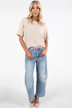 Oui 97257 Pull korte mouw Zand