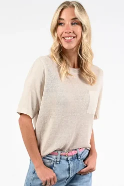 Oui 97257 Pull korte mouw Zand