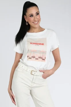 Oui 97515 T-shirt korte mouw Off white
