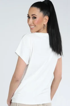Oui 97200 T-shirt korte mouw Off white