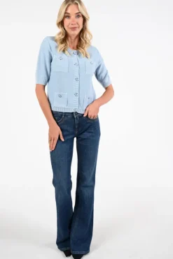 Oui 96613 Vest Licht blauw