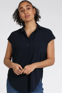 Penn & Ink LYNN Blouse korte mouw Marine