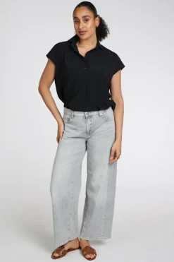 Penn & Ink LYNN Blouse korte mouw Zwart
