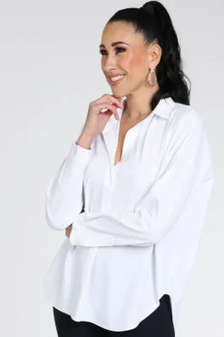 Penn & Ink Magda Blouse lange mouw Wit