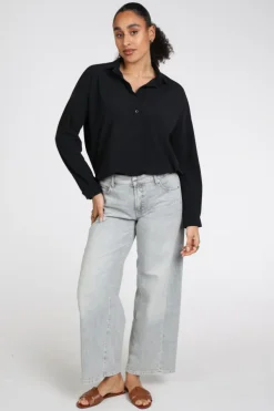 Penn & Ink Magda Blouse lange mouw Zwart