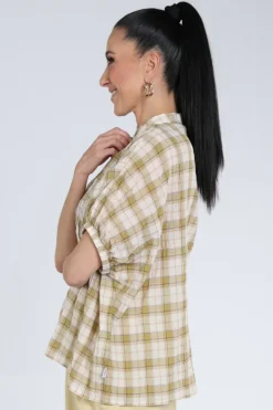 Penn & Ink S26F1822 Blouse korte mouw Beige