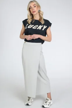 Penn & Ink S26T1247 Rok recht lang Licht grijs