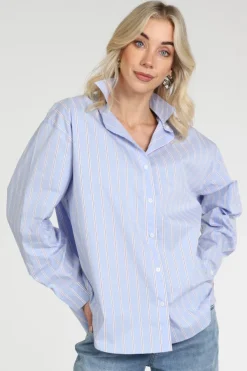 Penn & Ink S26Z831 Blouse lange mouw Licht blauw