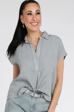 Penn & Ink S26Z848 Blouse mouwloos Licht grijs