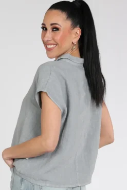Penn & Ink S26Z848 Blouse mouwloos Licht grijs