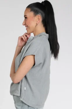 Penn & Ink S26Z848 Blouse mouwloos Licht grijs