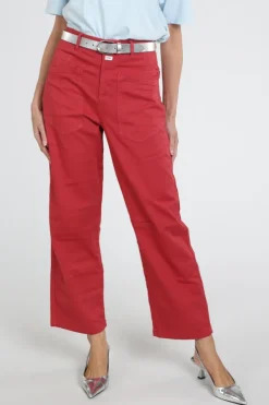 Penn & Ink S26Z851 Broek Donker rood