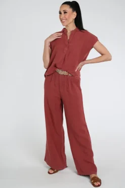 Penn & Ink S26Z844 Broek Donker rood