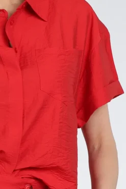 Pom Amsterdam SP9582 Blouse korte mouw Rood