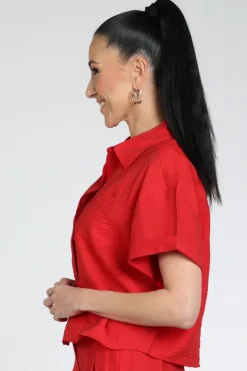 Pom Amsterdam SP9582 Blouse korte mouw Rood