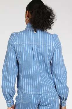 Pom Amsterdam SP9504 Blouse lange mouw Blue denim