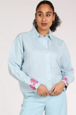 Pom Amsterdam SP9499 Blouse lange mouw Licht blauw