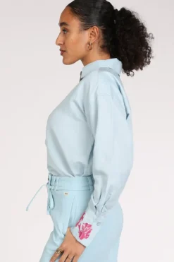 Pom Amsterdam SP9499 Blouse lange mouw Licht blauw